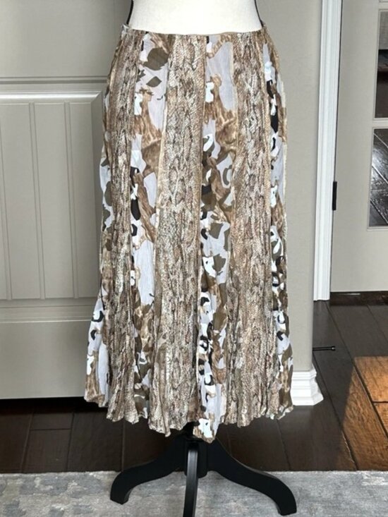 Alberto Makali Dresses & Skirts - Alberto Makali Animal Print Metallic Mesh Full Skirt Sz 14 Mixed Media Statement